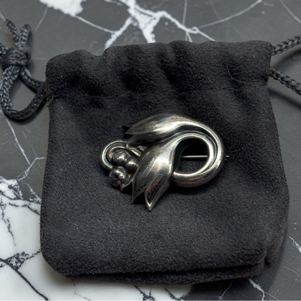 Georg Jensen « Tulips and Berries « Brooch, Rare ~ Denmark Vintage Piece ~